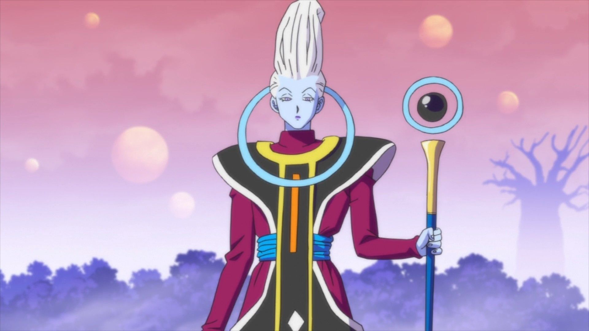 Whis holding his staff (Image via Toei Animation)
