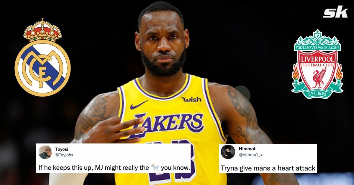 Twitter reacts to LeBron James&#039; UCL Final prediction involving Real Madrid and Liverpool.