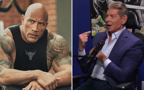 The Rock (left); Vince McMahon on the Pat McAfee show (right)