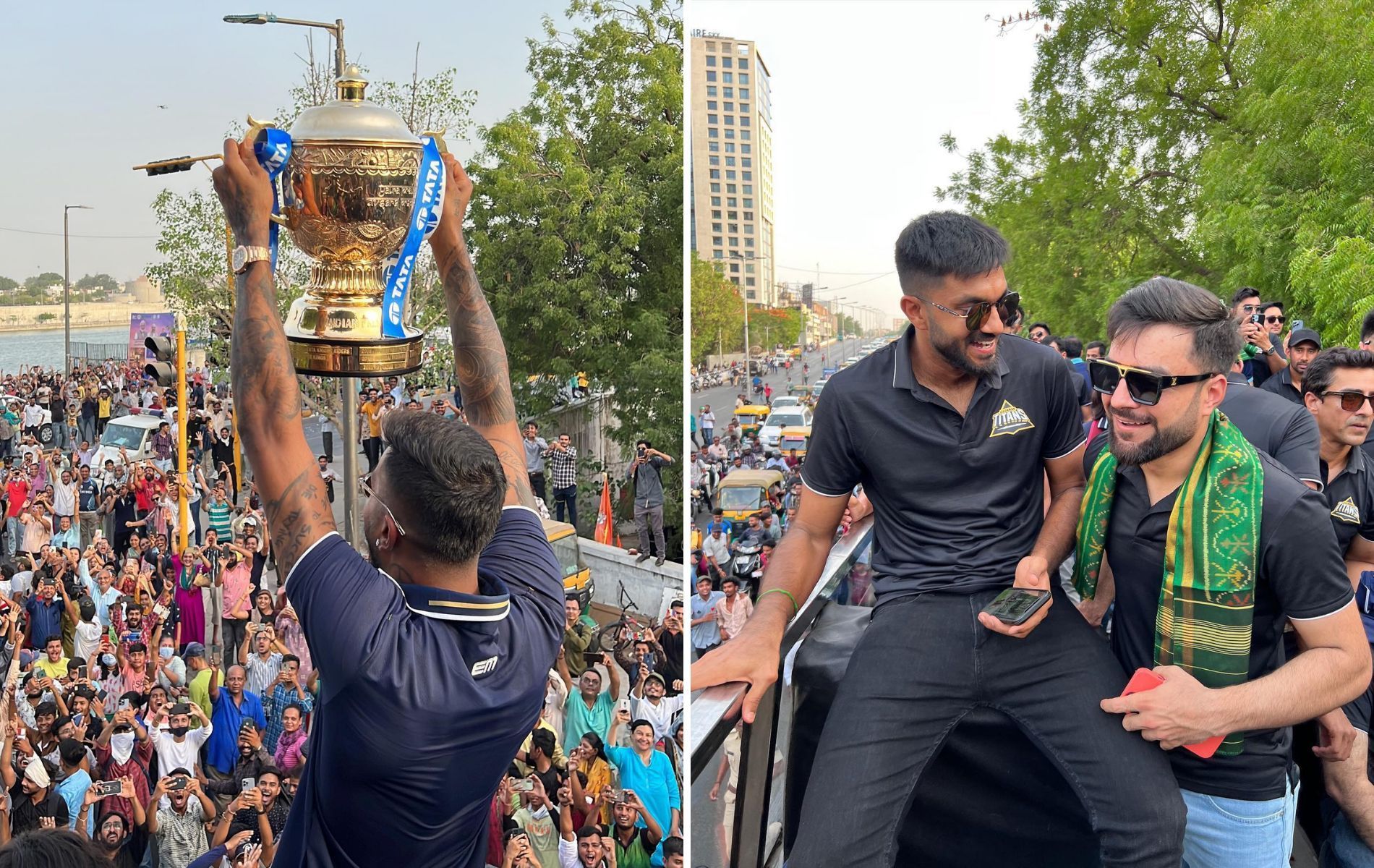 Hardik Pandya with IPL trophy (L) (Pics: Instagram)