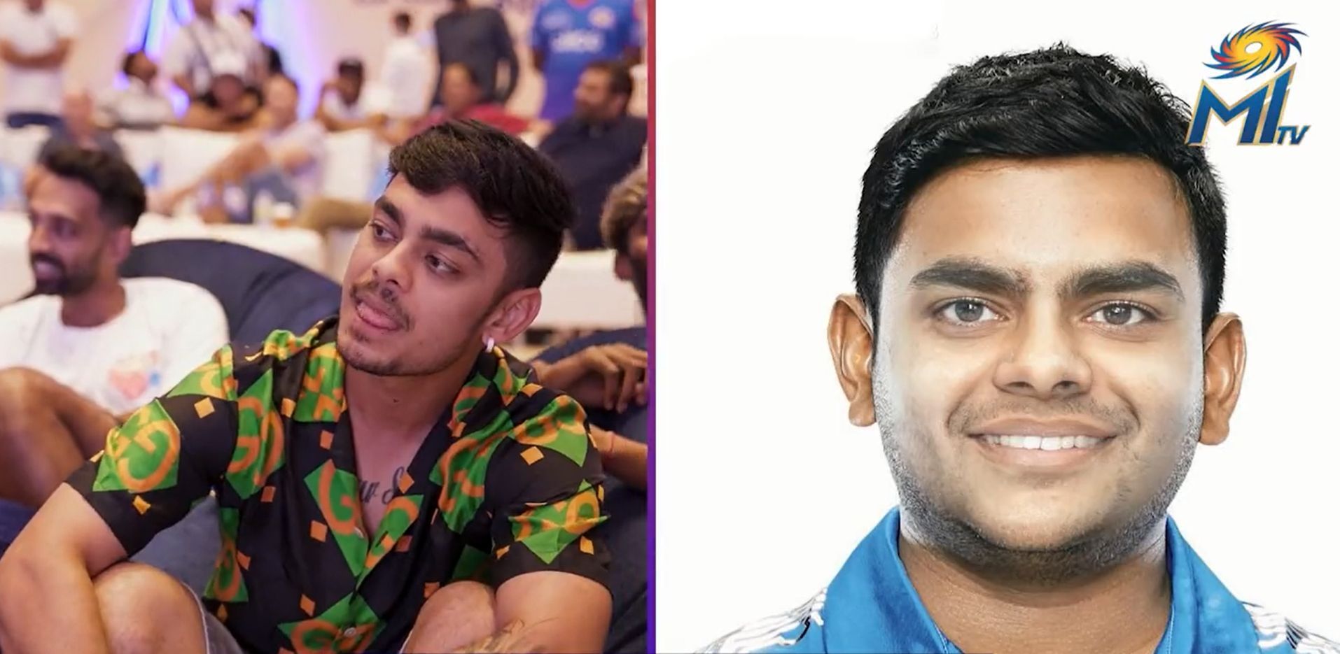 Ishan Kishan taking part in the face swap game. Pic: MI/ Twitter