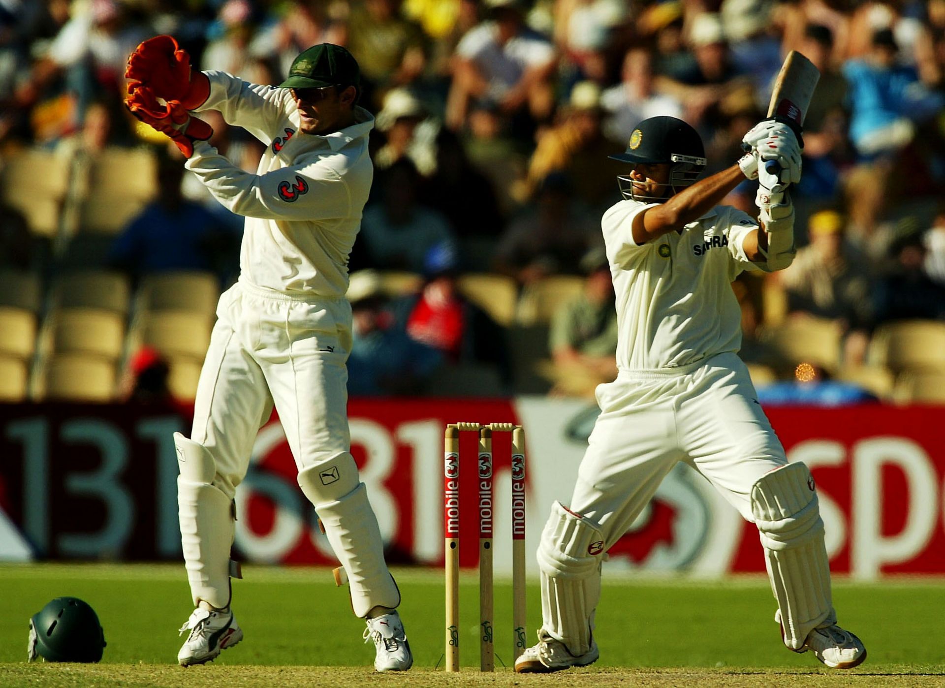 Rahul Dravid during the 2003 Adelaide Test. Pic: Getty Images