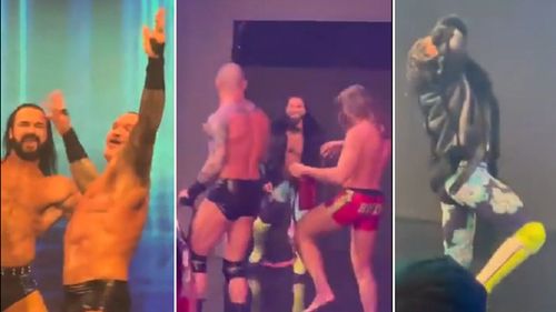 RK-Bro and Drew McIntyre dancing to Seth Rollins' music after SmackDown