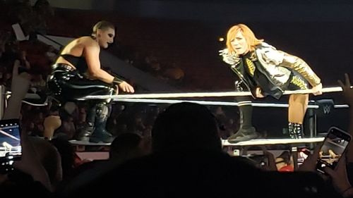 Becky Lynch and Rhea Ripley were involved in a hilarious moment at the latest WWE live event