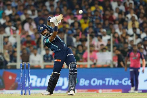 Hardik Pandya batting during the IPL 2022 final. Pic: IPLT20.COM