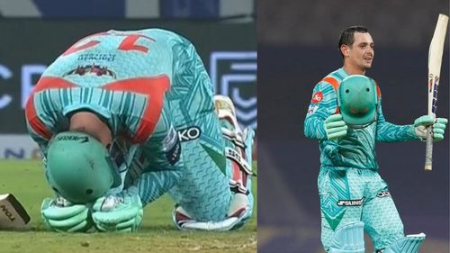 Quinton de Kock couldn't control his emotions when he reached his second IPL hundred. (P.C.:iplt20.com)