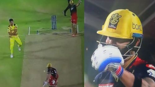 Snippets from Mukesh Chaudhary's missed run-out attempt against Virat Kohli. (PC: Twitter)