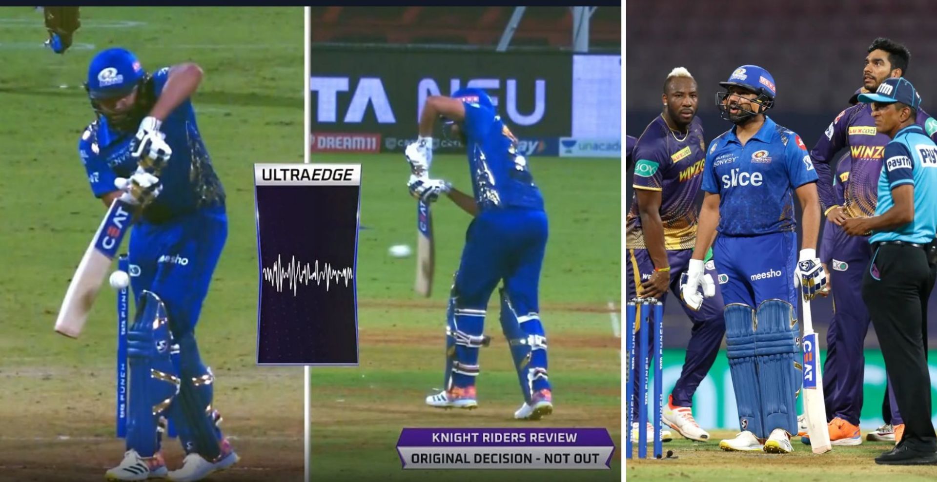 Rohit Sharma got out to a contentious decision vs KKR (Credit: Twitter)