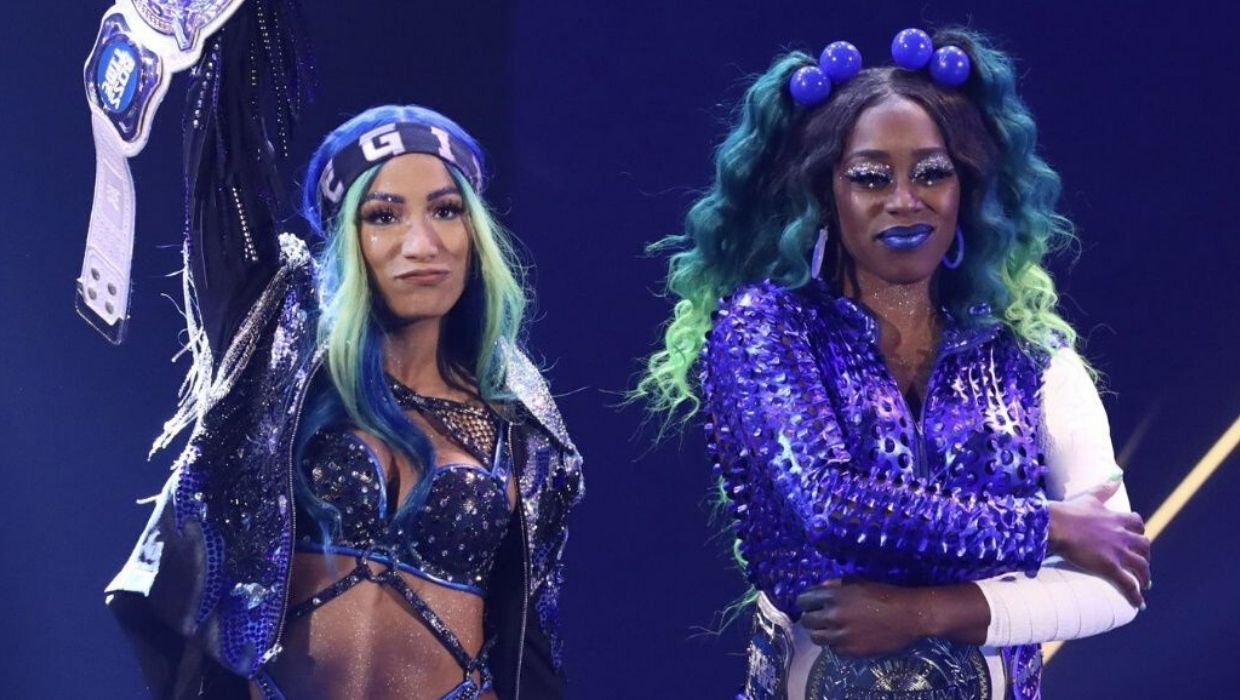 Former women&#039;s tag team champions Sasha Banks and Naomi!