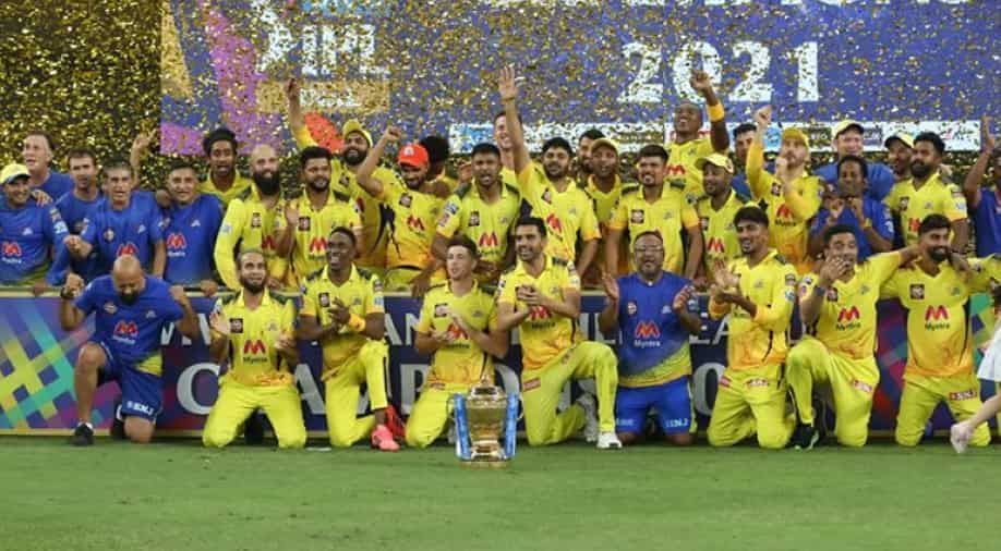 Chennai Super Kings after winning the IPL in 2021