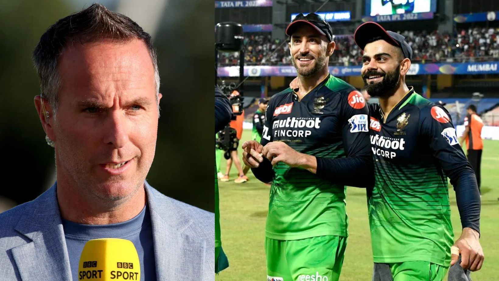 Michael Vaughan, Faf du Plessis, and Virat Kohli (from left to right).