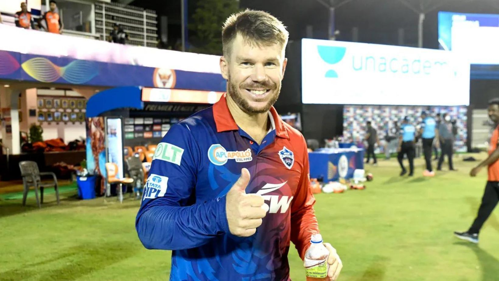 David Warner after his Player of the Match performance against SunRisers Hyderabad.