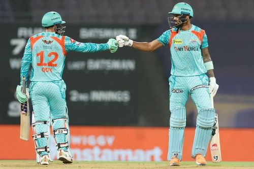 Quinton de Kock and KL Rahul's partnership helped LSG post a mammoth total [P/C: iplt20.com]