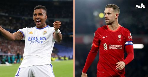 Real Madrid's Rodrygo Goes (left) and Liverpool's Jordan Henderson