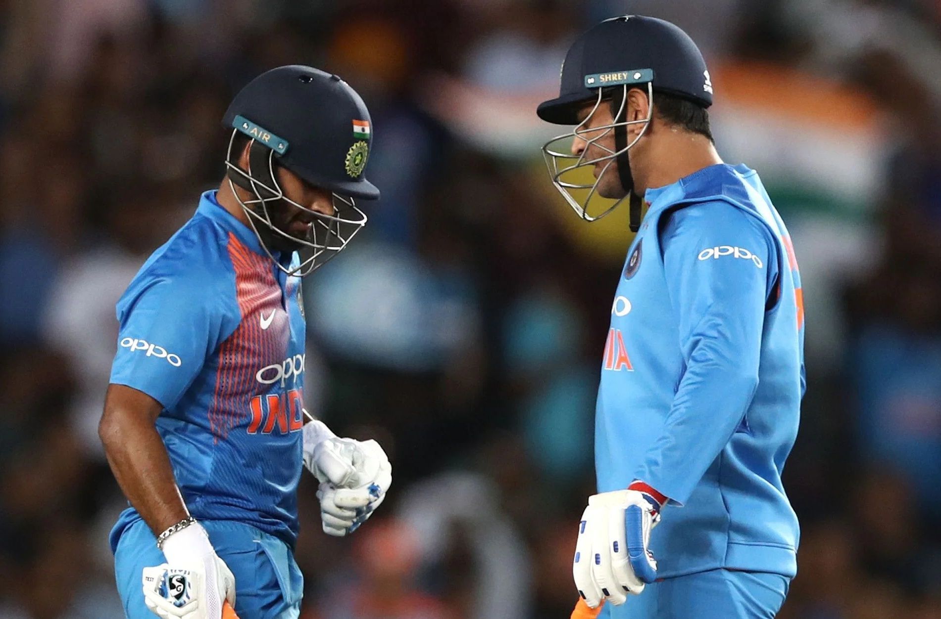Rishabh Pant (left) and MS Dhoni. Pic: Getty Images