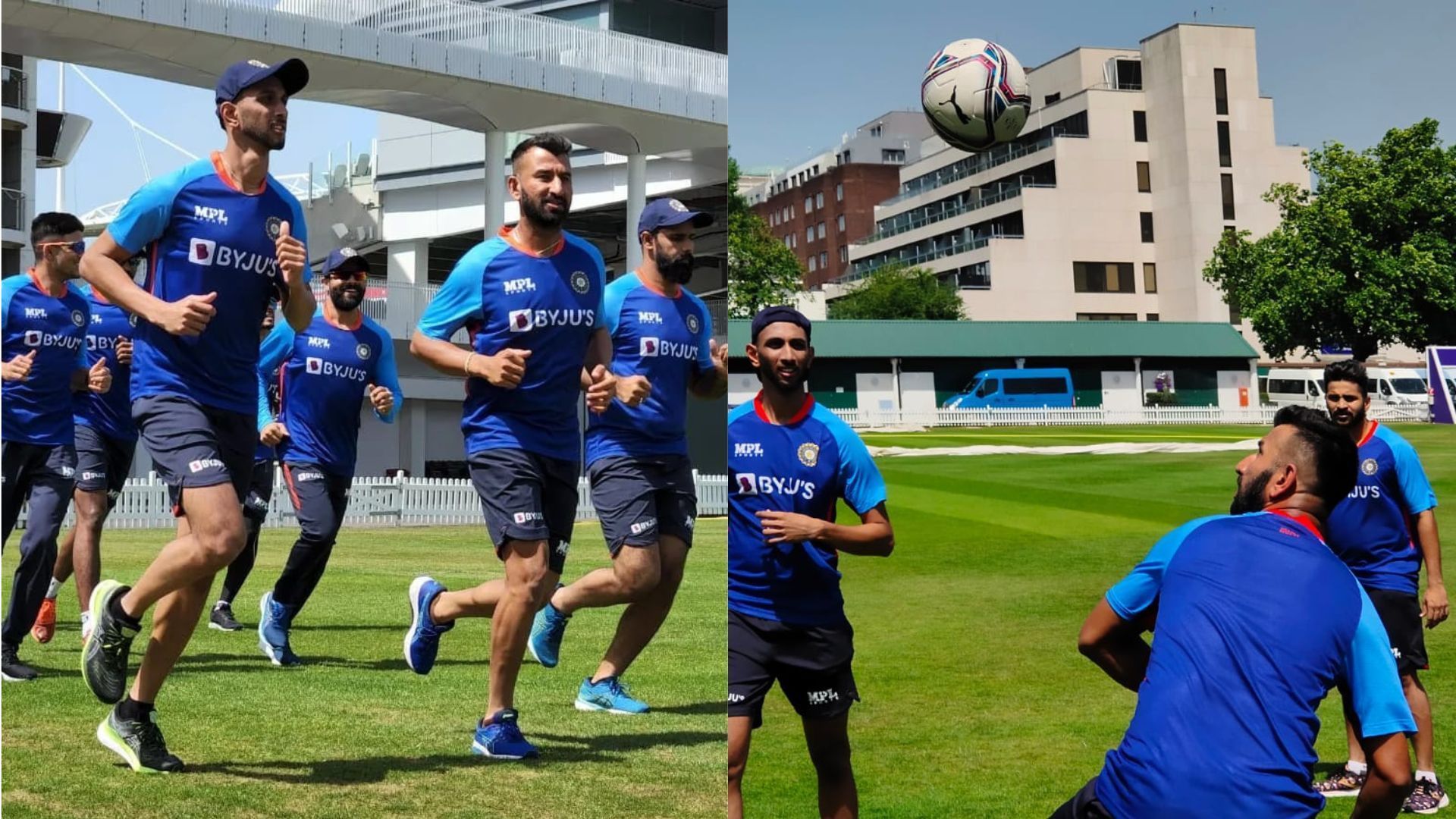 Cheteshwar Pujara in action during India&#039;s practice session at Lord&#039;s. (P.C.:Pujara Twitter)