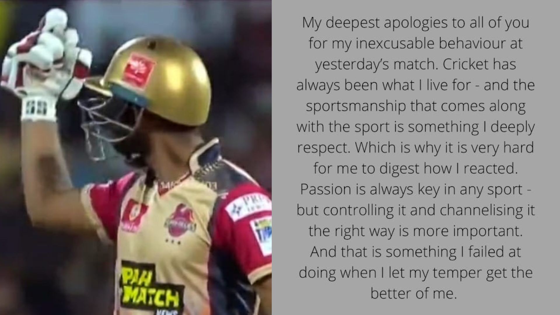 N Jagadeesan has penned down an apology for his behavior in Thursday&#039;s game. (P.C.:TNPL)