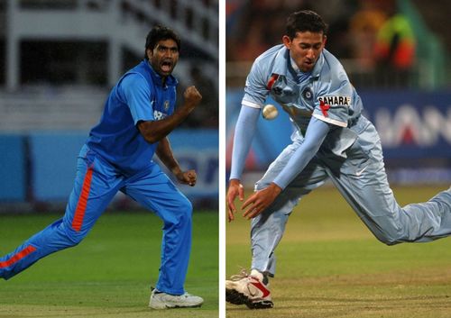 Munaf Patel (left) and Ajit Agarkar.