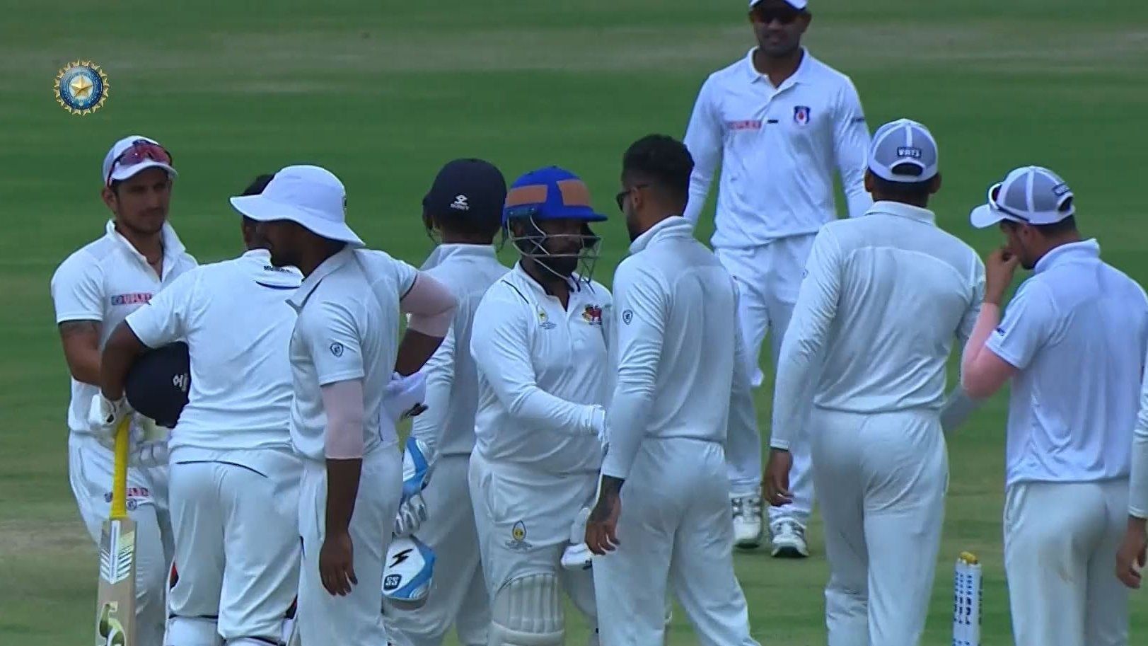 Mumbai and UP players shake hands after the semi-final. Pic: BCCI