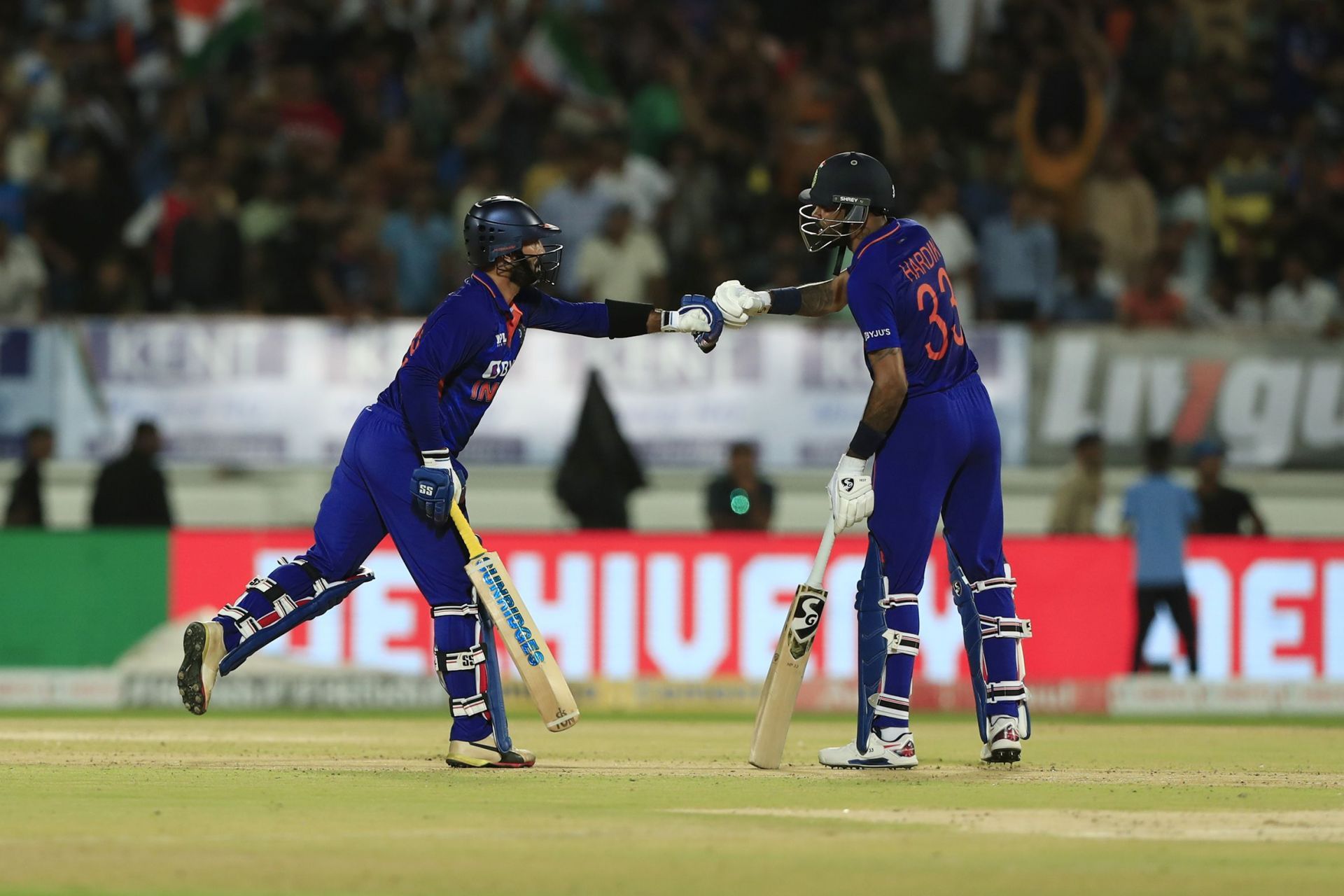Dinesh Karthik of India and Hardik Pandya made an impressive return to the Indian team. Pic: Getty Images