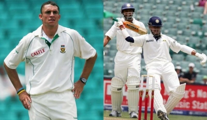 Andre Nel (left) and S Sreesanth during the 2006 Johannesburg Test.