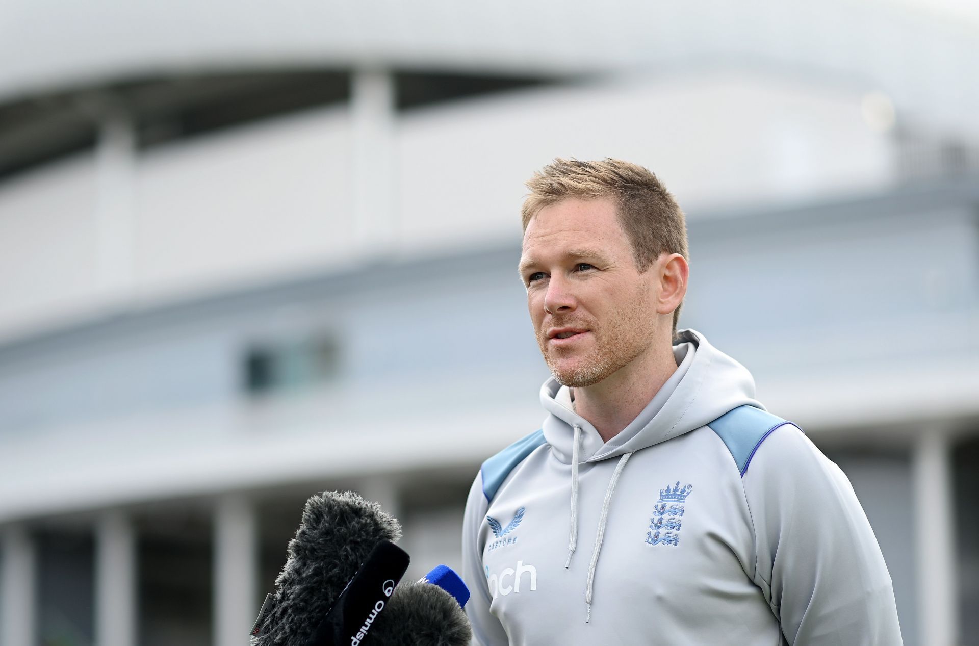 Eoin Morgan speaks to the press as he announces his international retirement. Pic: Getty Images