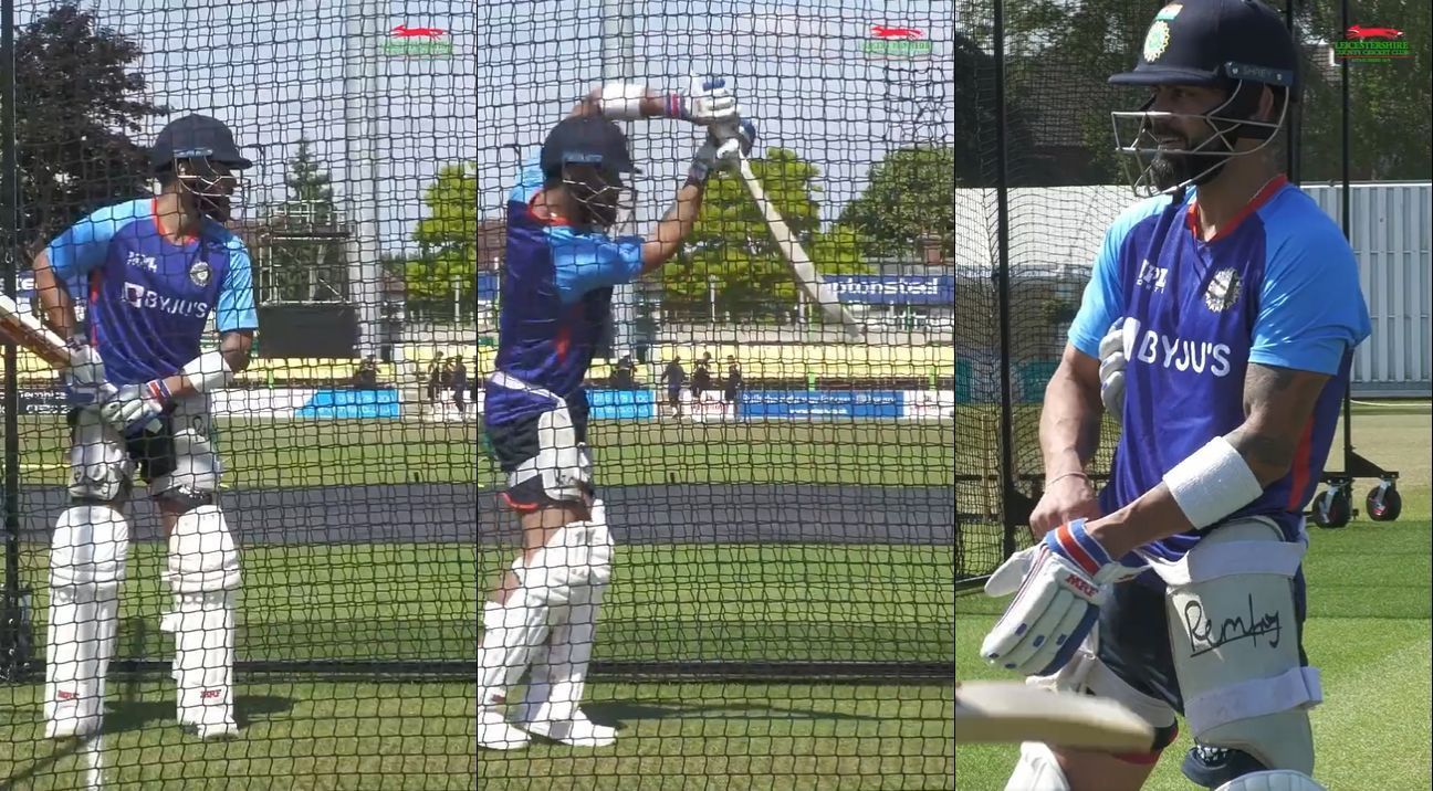 Virat Kohli during a nets session. Pic: Leicestershire Foxes/ Twitter