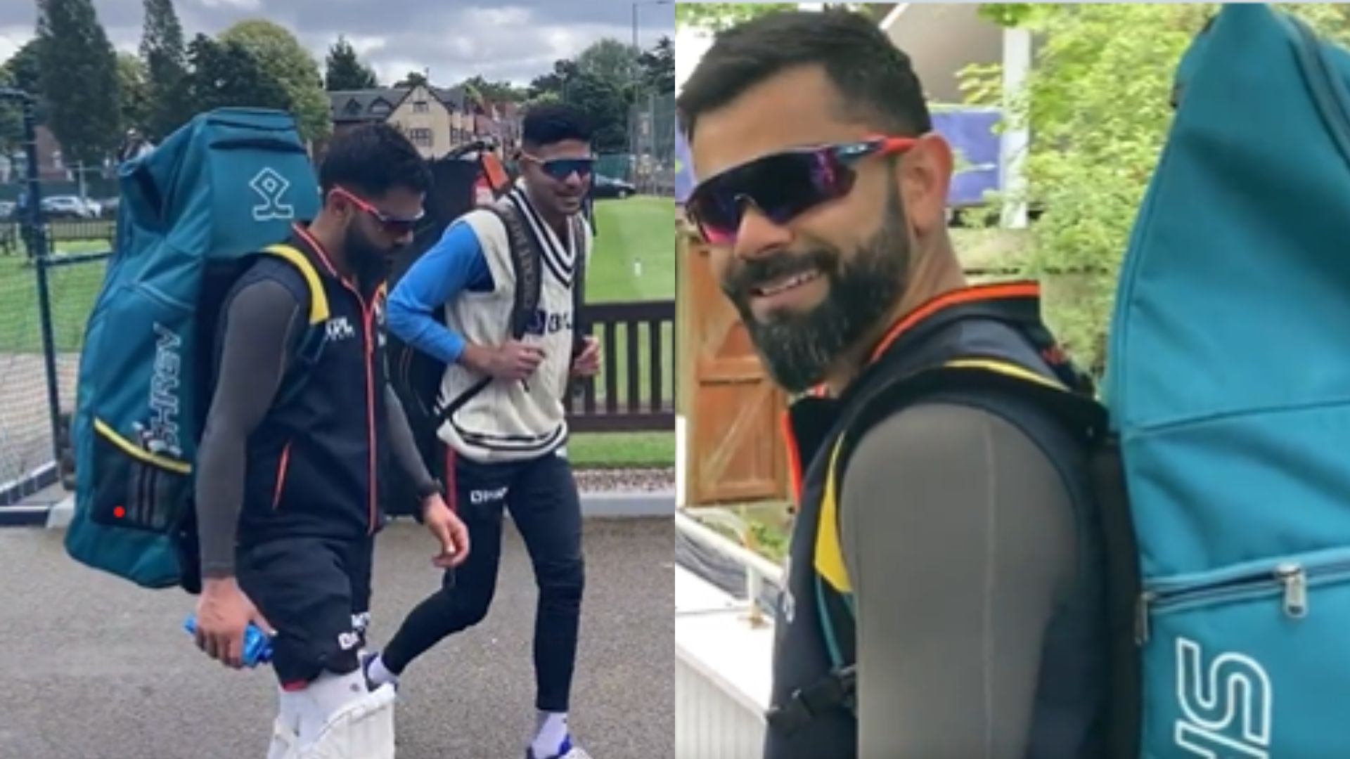 Snippets from video consisting of Virat Kohli (L) &amp; Shubman Gill posted by Edgbaston Twitter