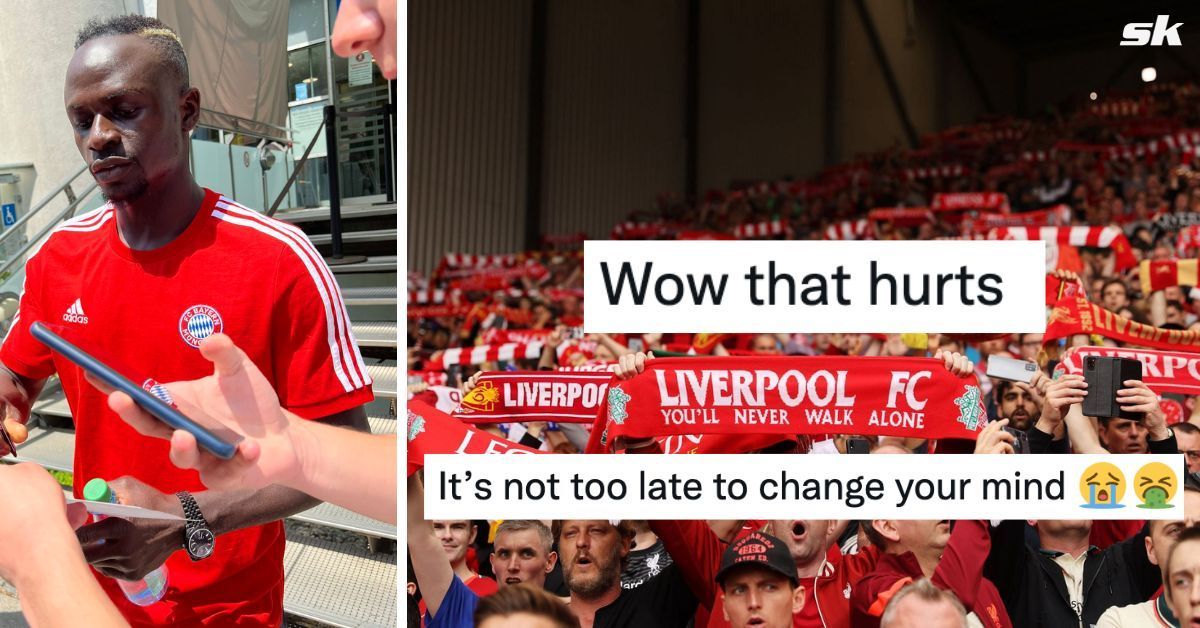 Liverpool fans react to Sadio Mane&#039;s picture wearing a Bayern top.