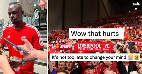 Liverpool fans react to Sadio Mane's picture wearing a Bayern top.