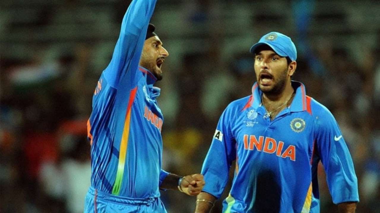 Harbhajan Singh (L) and Yuvraj Singh in action for India. (P.C.:BCCI)
