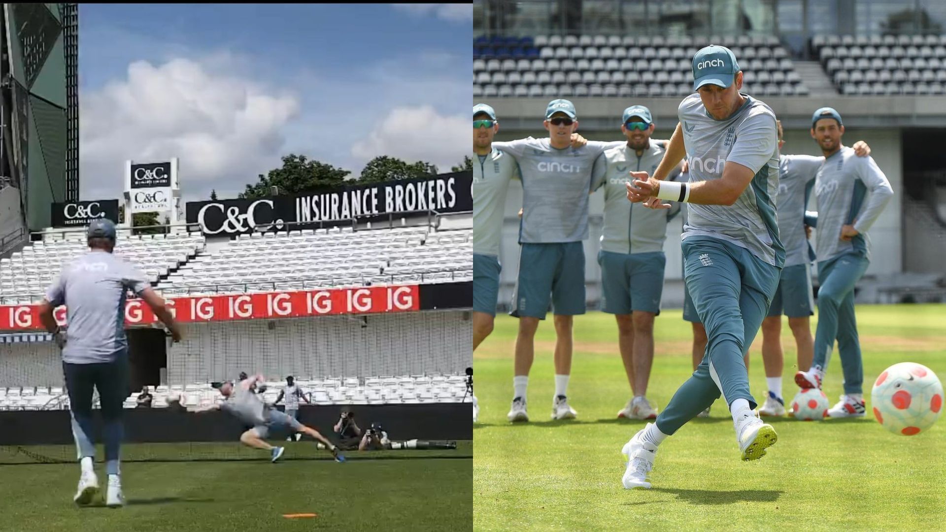 Snippets from video (L) and the photo shared by Stuart Broad on Instagram
