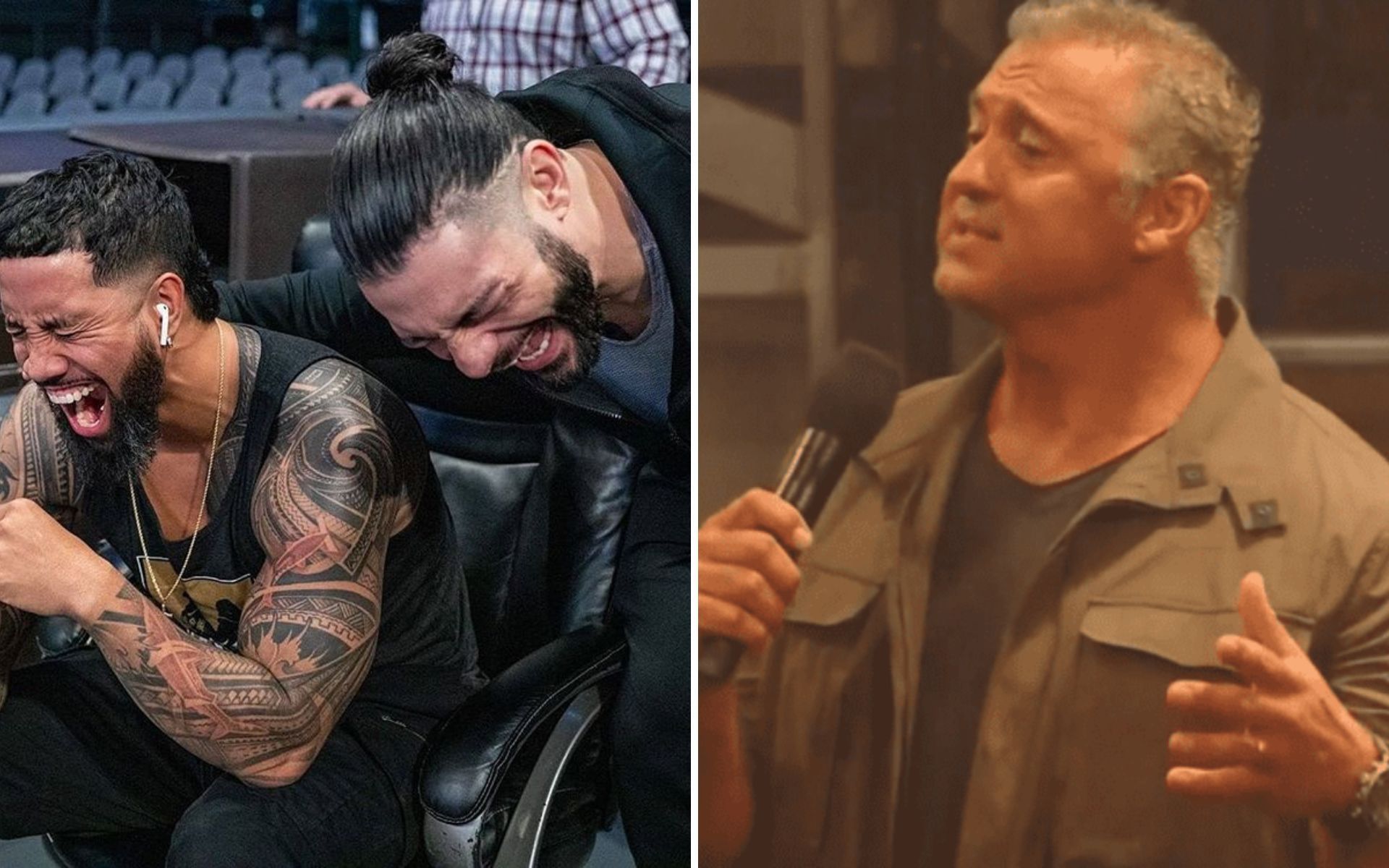 Roman Reigns and Jey Uso having a laugh; The Prodigal Son on RAW Underground