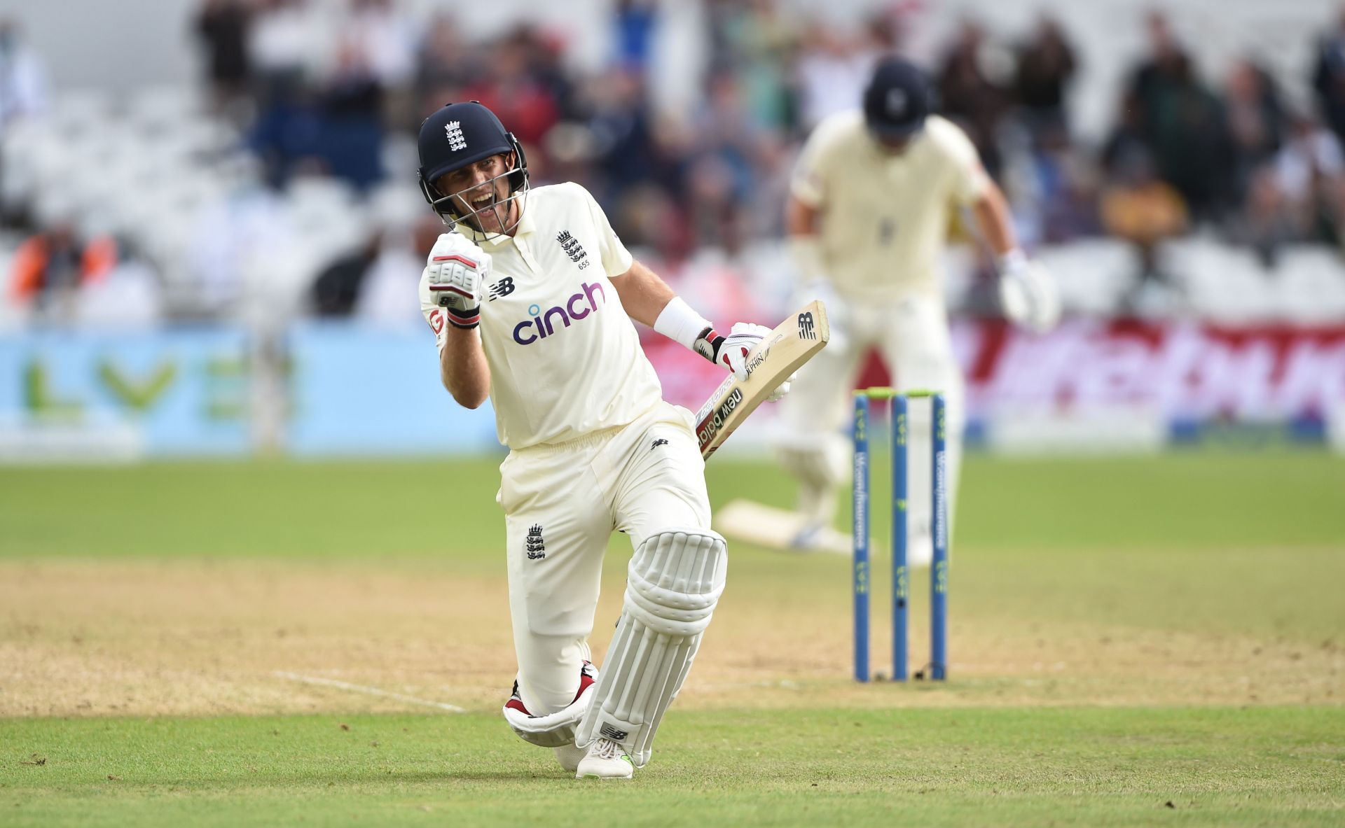 Joe Root celebrating after his Test 100 at Nottingham, 2021. (Credit: Getty Images)