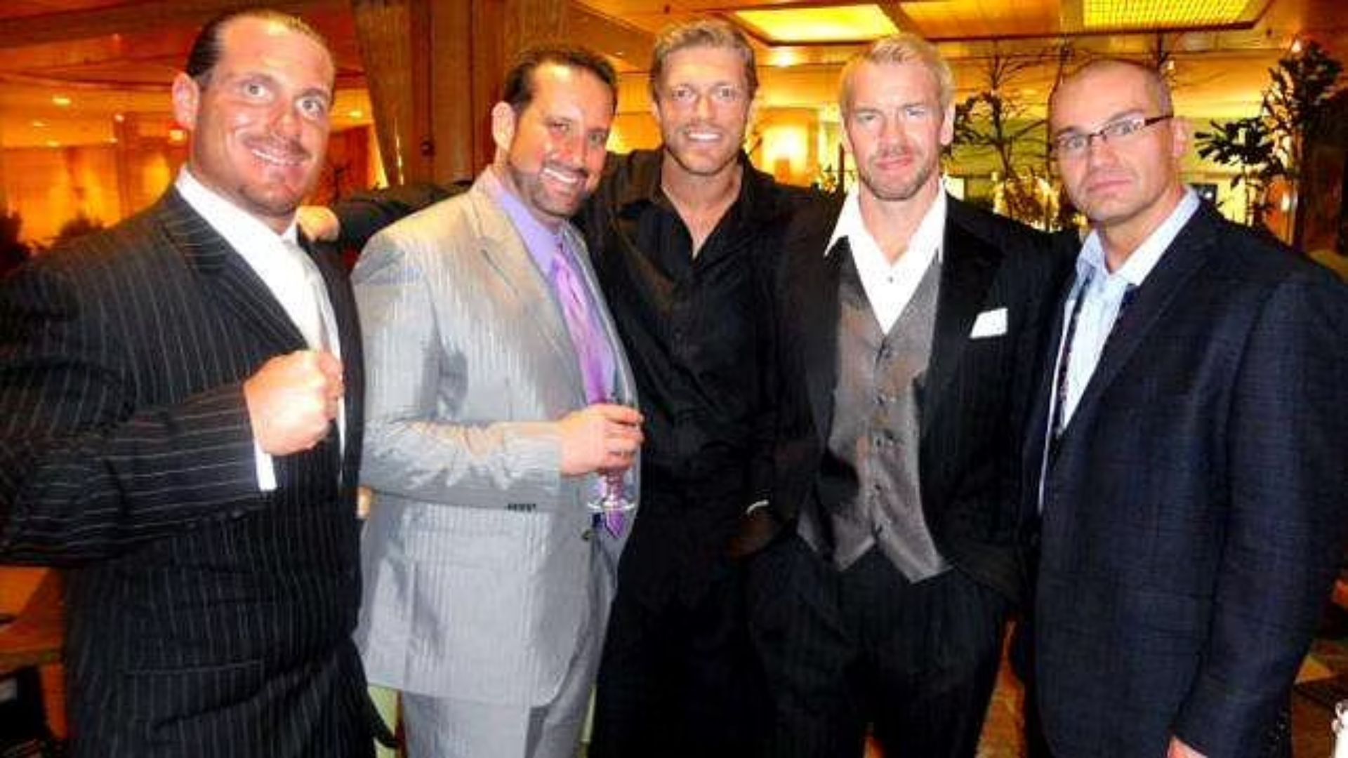 Rhyno (left) and Edge (center) after Edge’s HOF induction ceremony