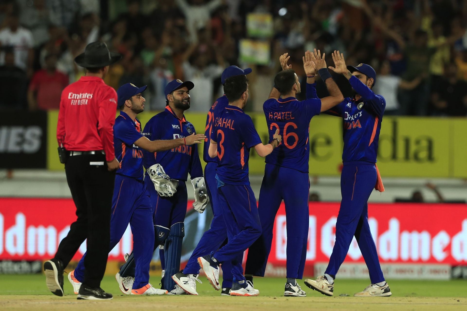 Team India celebrate a wicket during the 4th T20I against South Africa. Pic: Getty Images