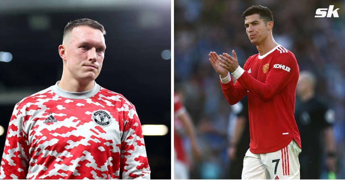 Cristiano Ronaldo (right) was not included in Phil Jones&#039; dream team.