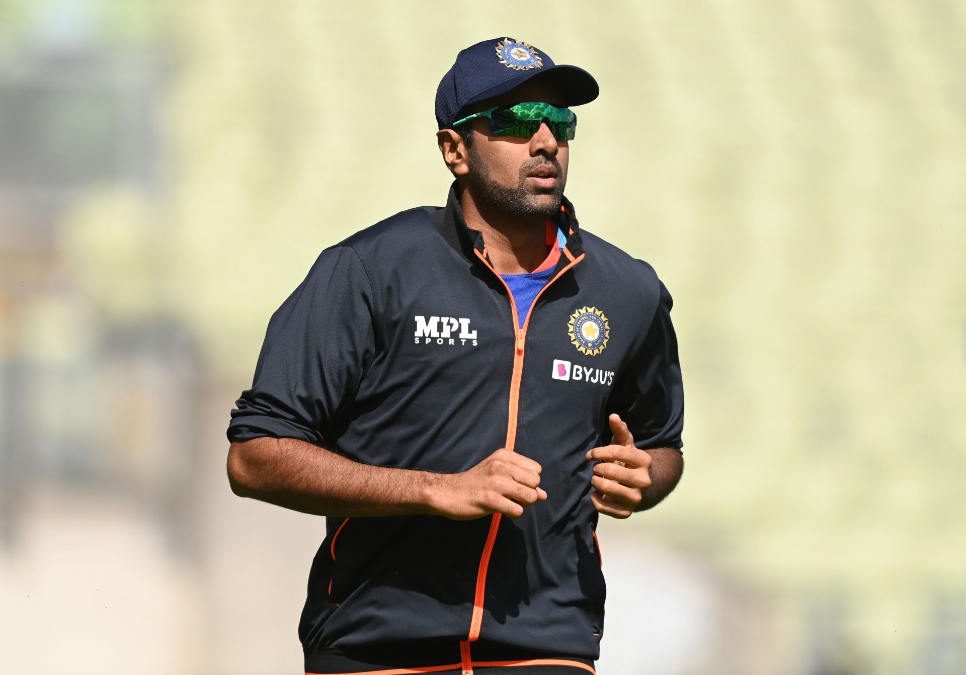 Team India off-spinner Ravichandran Ashwin during a nets session. Pic: Getty Images