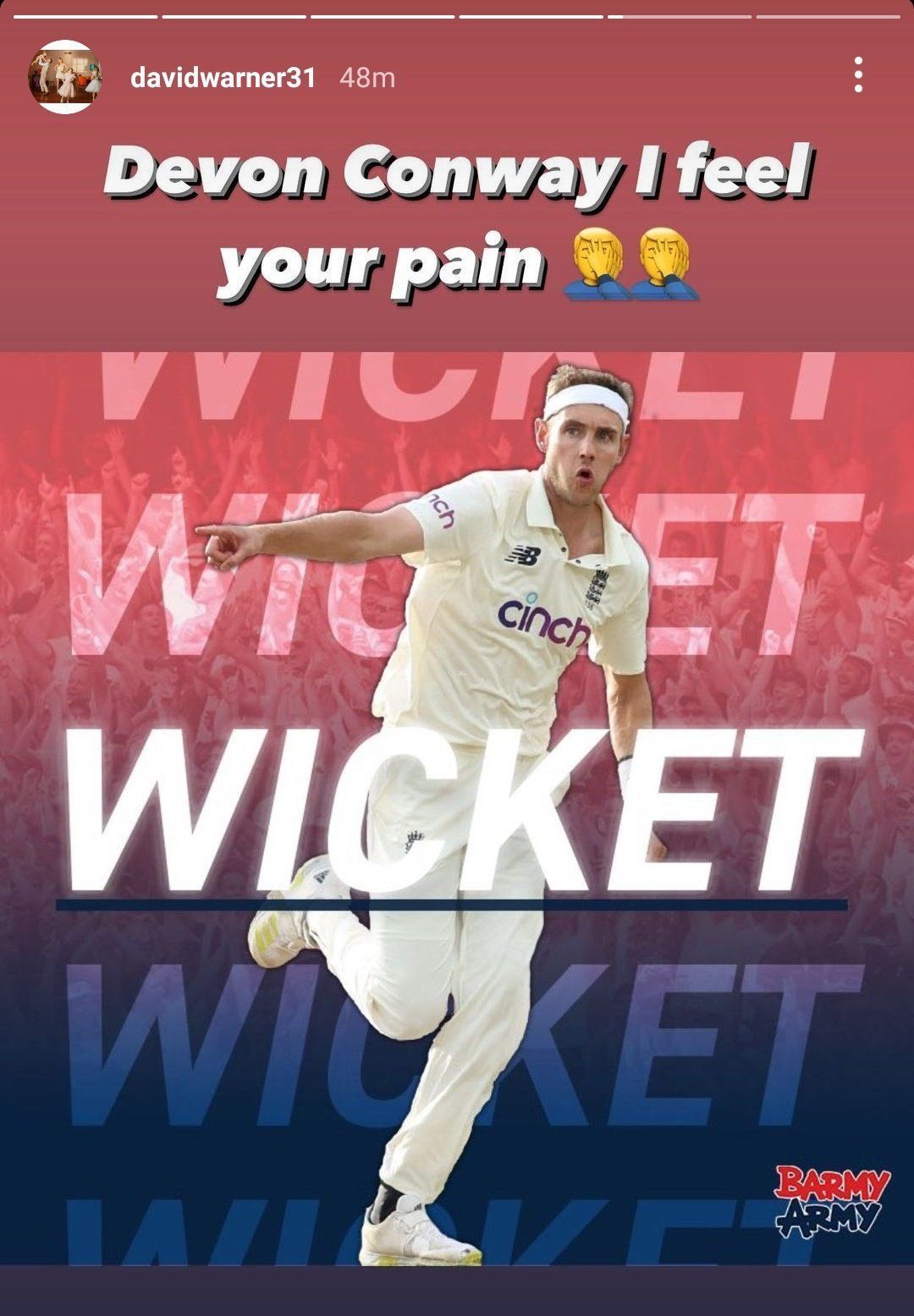 David Warner&#039;s Instagram story