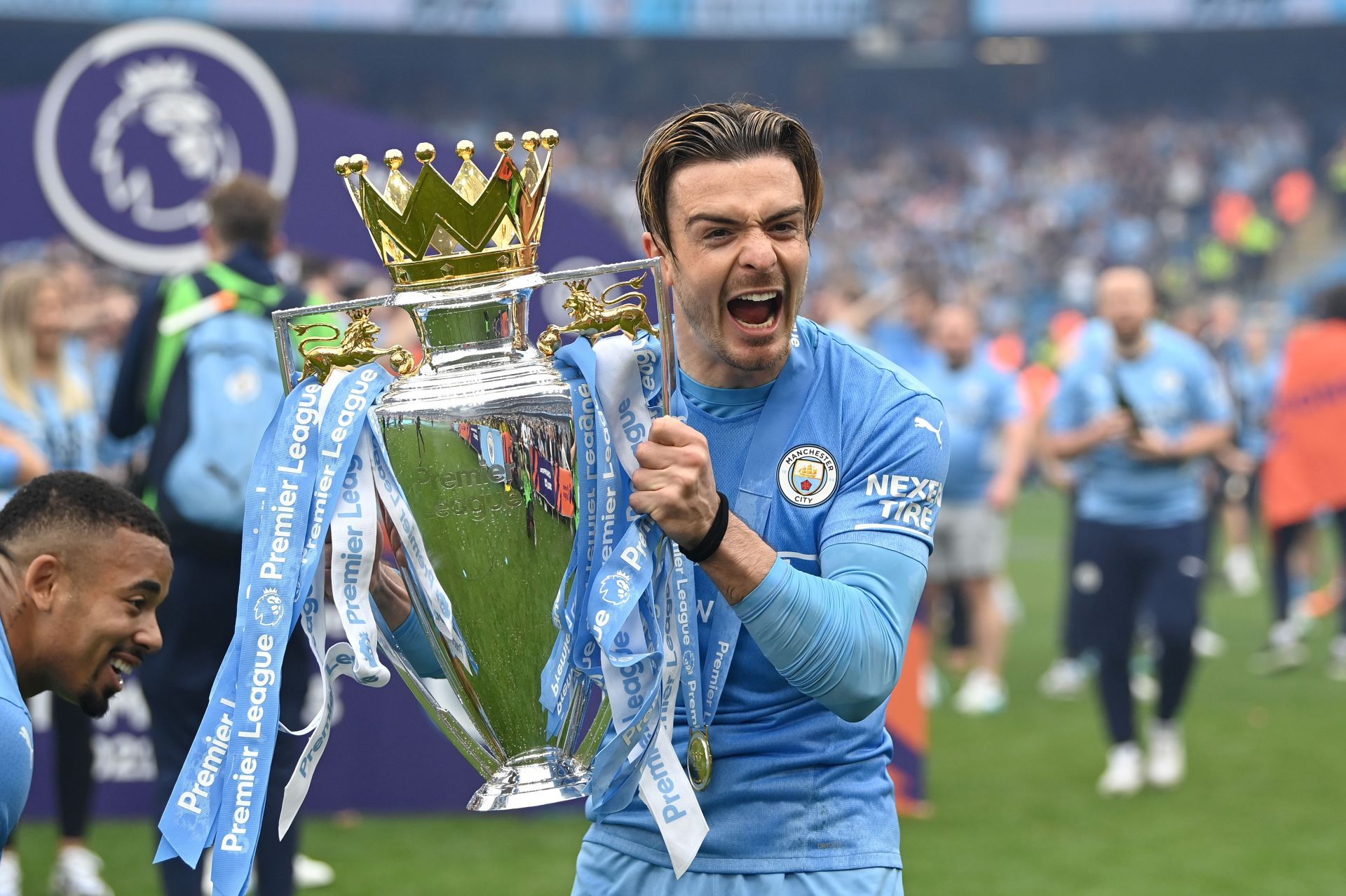 Jack Grealish celebrated his first Premier League title