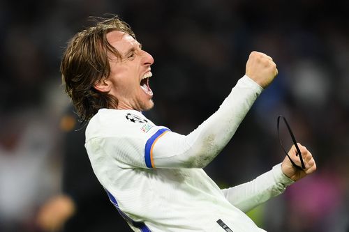 Luka Modric celebrates for Los Blancos