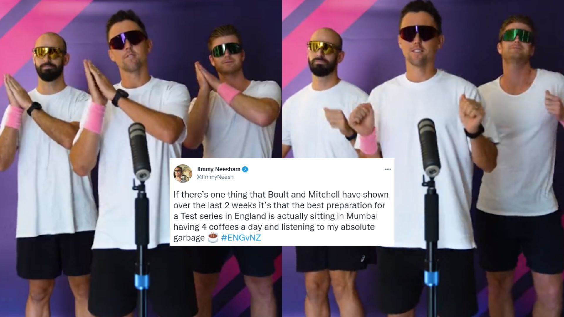 Snippets of hilarious video of the Kiwi trio posted by RR. (P.C.: Twitter)