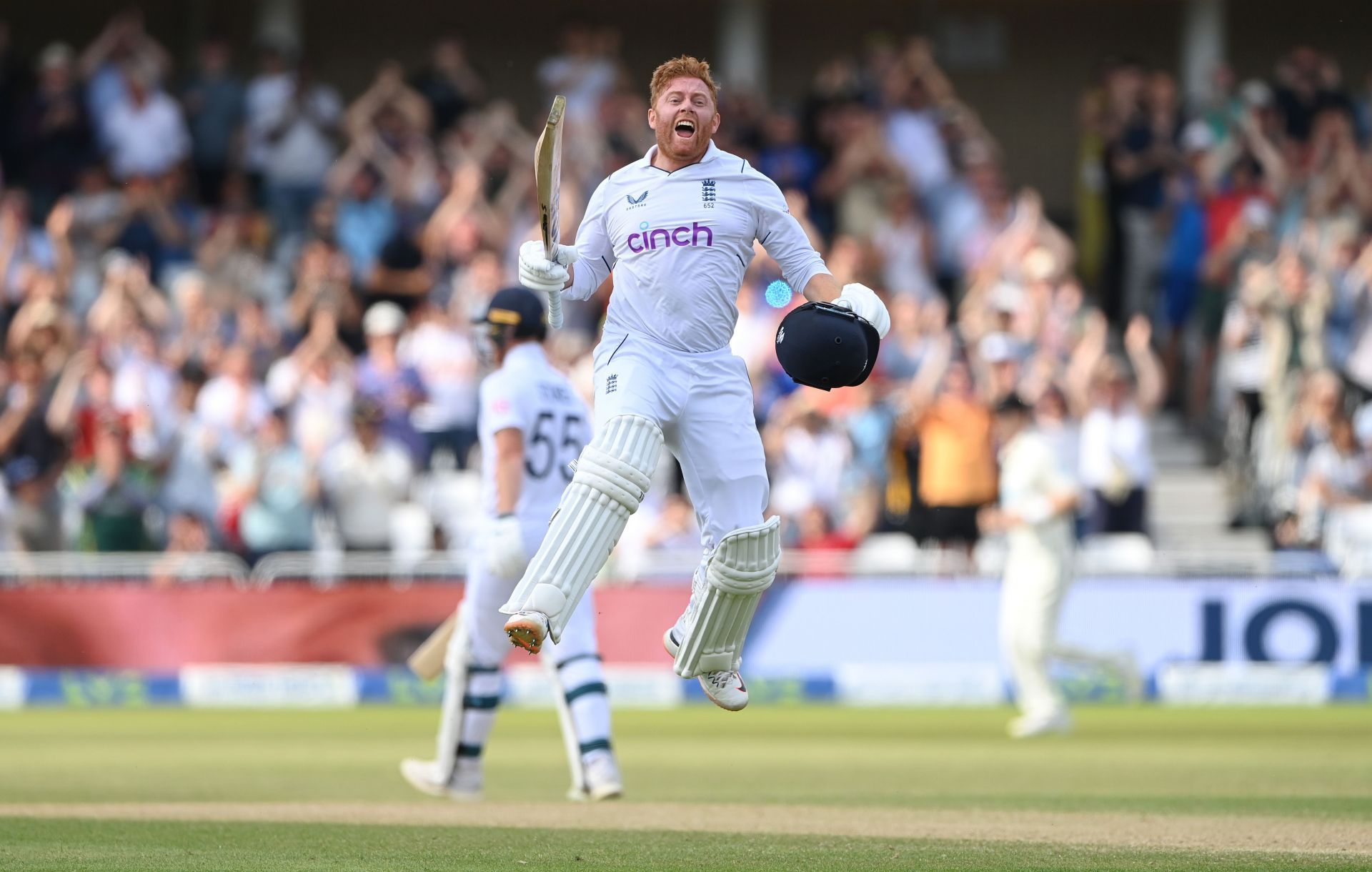 Jonny Bairstow celebrates his century in the Nottingham Test. Pic: Getty Images