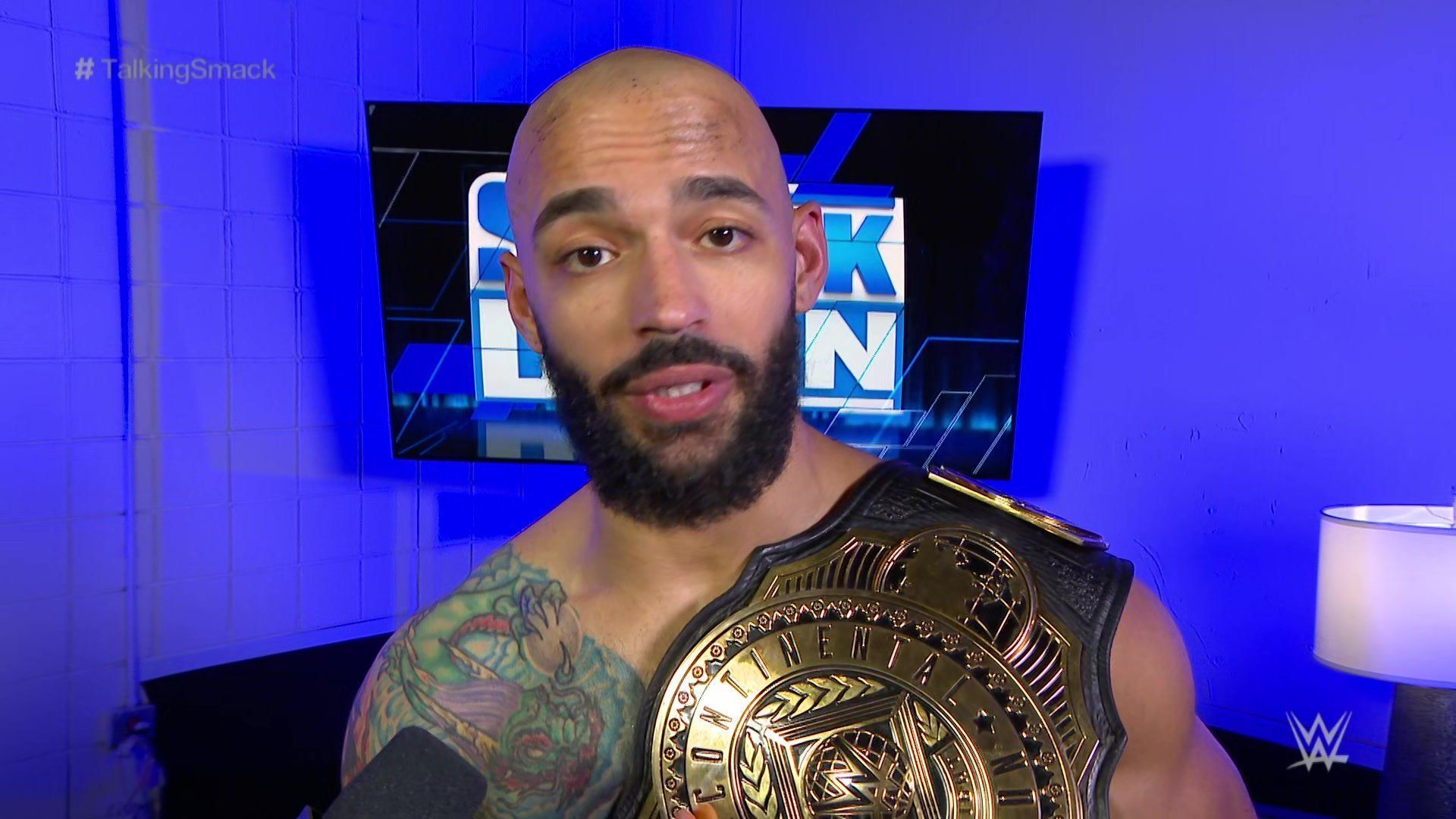 WWE SmackDown's Ricochet during an interview