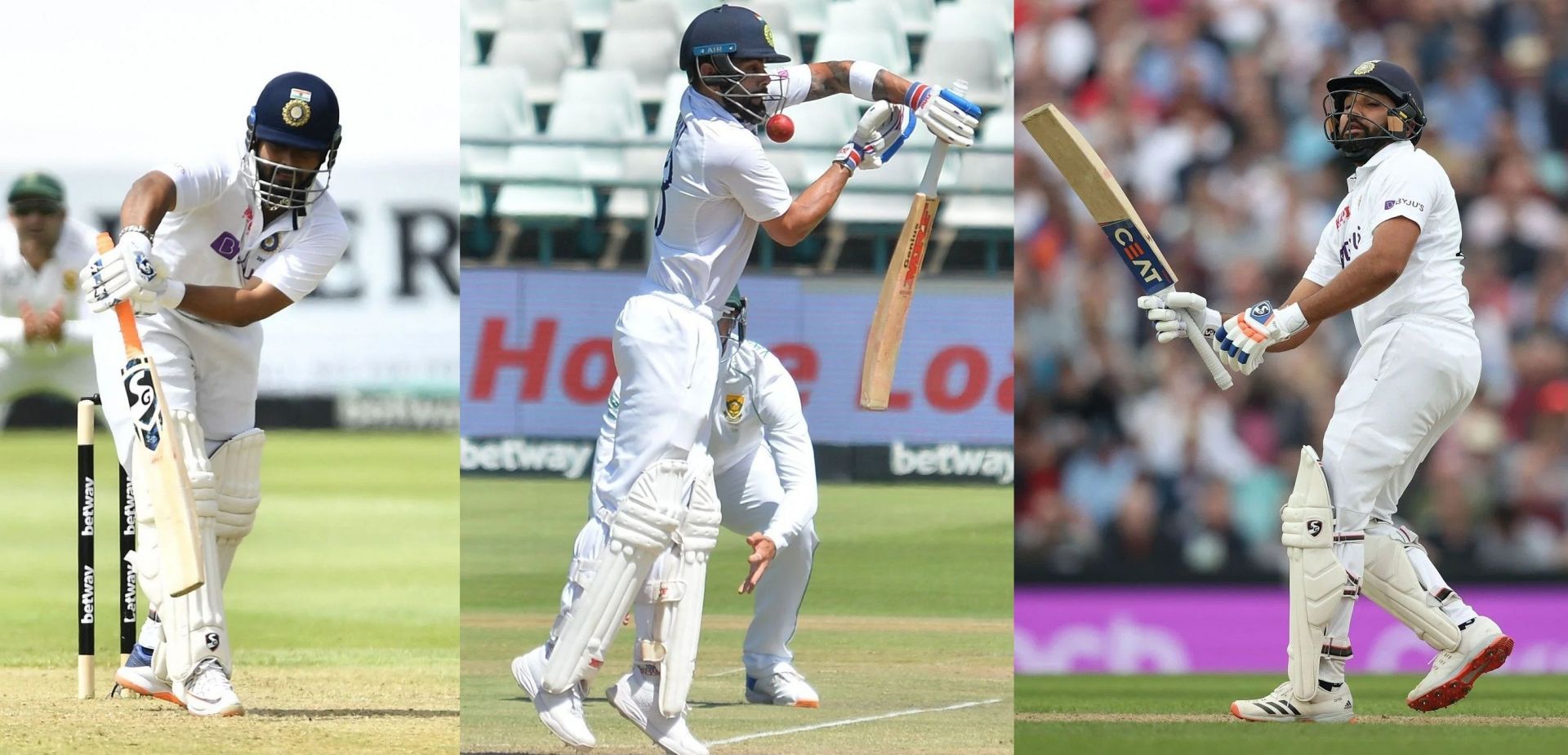 (LtoR) Rishabh Pant, Virat Kohli and Rohit Sharma. Pics: Getty Images