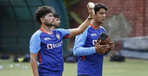 Kuldeep Yadav has been ruled out of the entire series with a hand injury (Credit: BCCI/Twitter).