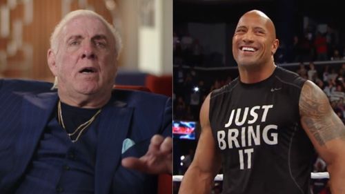 Ric Flair (left); Dwayne "The Rock" Johnson (right)