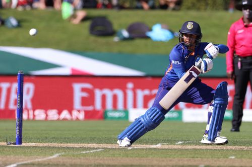 Mithali Raj during the 2022 ICC Women's Cricket World Cup match between India and South Africa. Pic: Getty Images