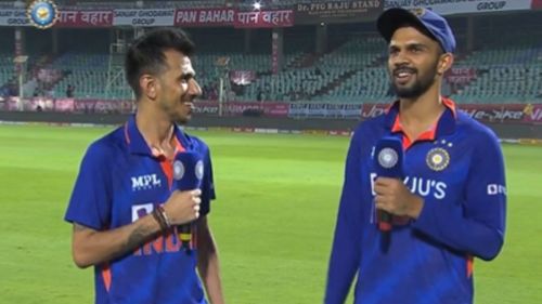 Yuzvendra Chahal (L) and Ruturaj Gaikwad on Chahal TV. (P.C.:BCCI)