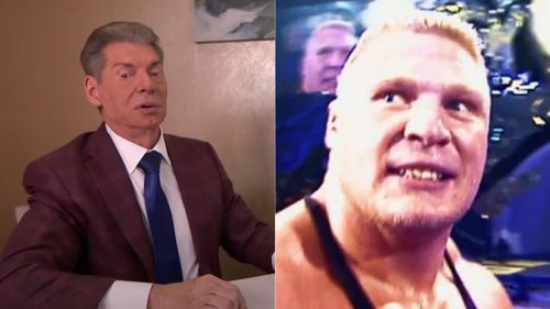 Vince McMahon (left); Brock Lesnar (right)